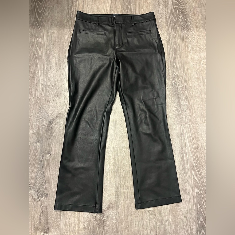Maeve Black Faux Leather Flare Pants
